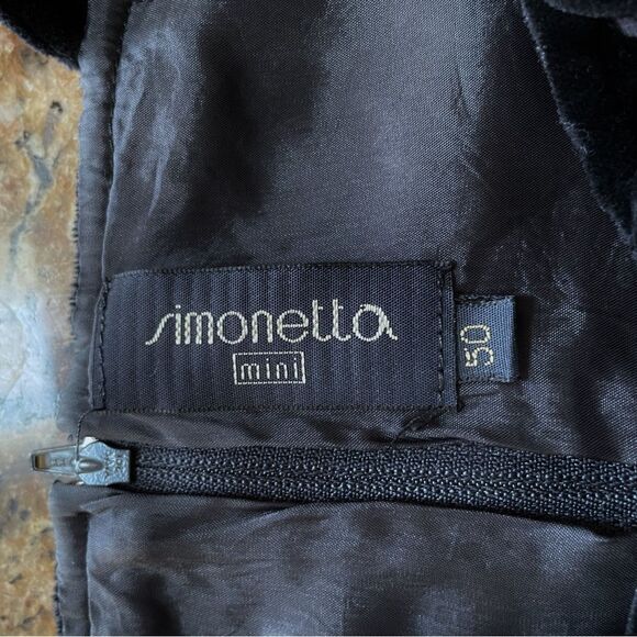 Simonetta Mini Velvet A-Line Appliqué Dress Girls 3 Navy Blue Holiday Party - Picture 7 of 9